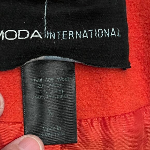 Women's Orange Wool Toggle Coat- L - Picture 4 of 6